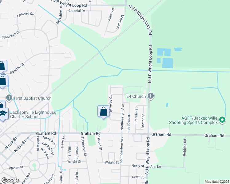 map of restaurants, bars, coffee shops, grocery stores, and more near 304B Clint Road in Jacksonville
