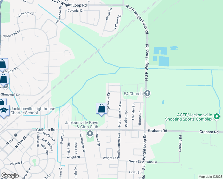 map of restaurants, bars, coffee shops, grocery stores, and more near 308 Bellewood Lane in Jacksonville