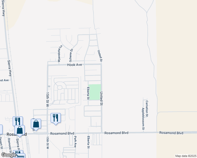map of restaurants, bars, coffee shops, grocery stores, and more near 1009 Heatherfield Avenue in Rosamond