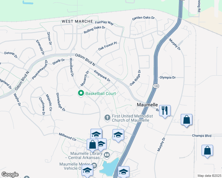 map of restaurants, bars, coffee shops, grocery stores, and more near 3 Pinehurst Way in Maumelle