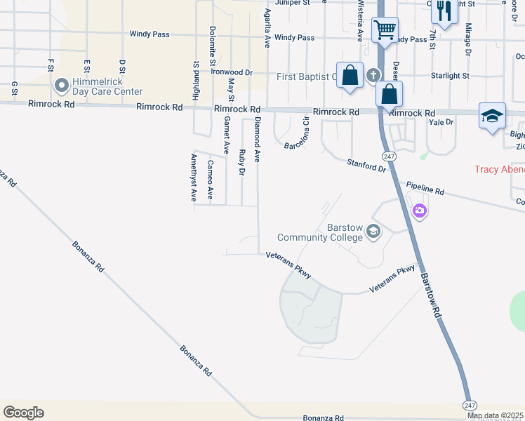 map of restaurants, bars, coffee shops, grocery stores, and more near 2261 Diamond Avenue in Barstow