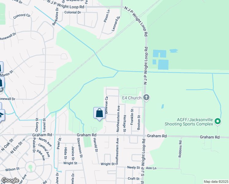 map of restaurants, bars, coffee shops, grocery stores, and more near 304B Clint Road in Jacksonville