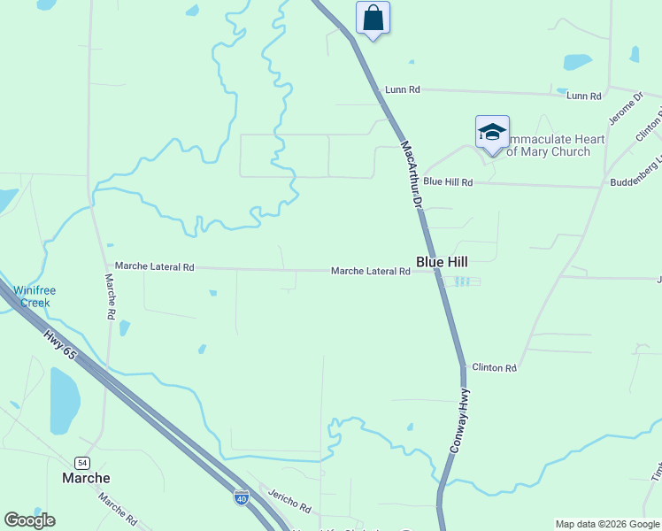 map of restaurants, bars, coffee shops, grocery stores, and more near 7610 Marche Lateral Road in North Little Rock