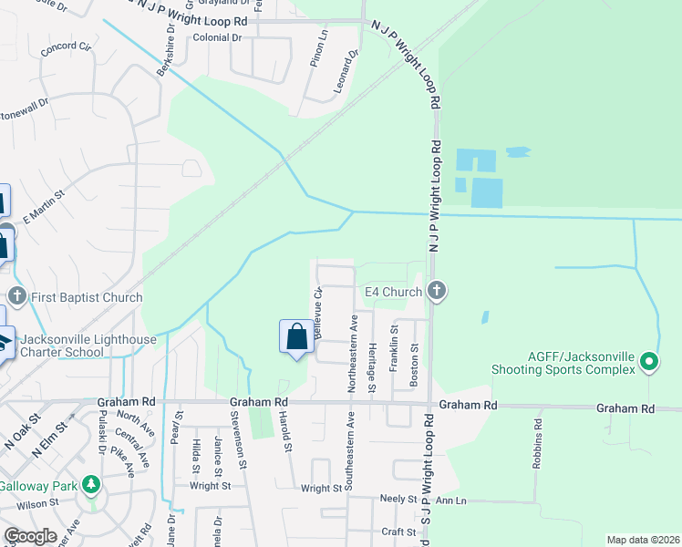 map of restaurants, bars, coffee shops, grocery stores, and more near 304B Clint Road in Jacksonville