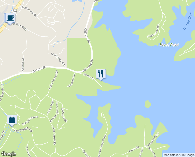 map of restaurants, bars, coffee shops, grocery stores, and more near 209 Marina Drive in Blue Ridge