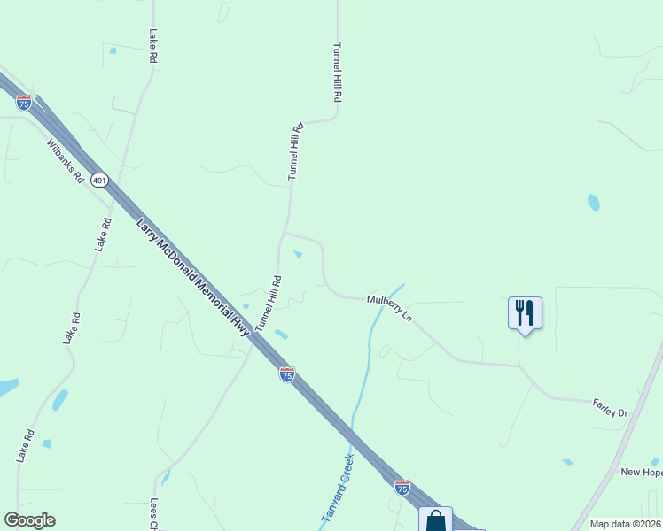 map of restaurants, bars, coffee shops, grocery stores, and more near 171 Mulberry Lane in Tunnel Hill