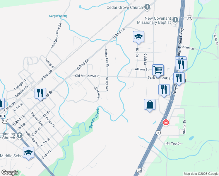 map of restaurants, bars, coffee shops, grocery stores, and more near 110 Avery Avenue in Stevenson