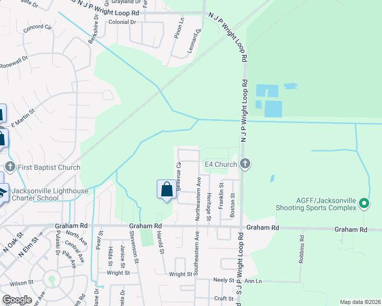 map of restaurants, bars, coffee shops, grocery stores, and more near 304B Clint Road in Jacksonville
