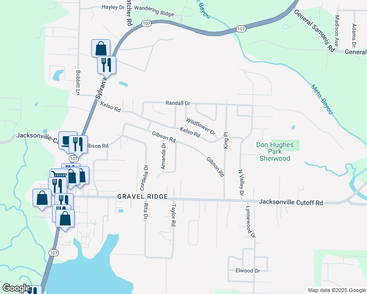 map of restaurants, bars, coffee shops, grocery stores, and more near 7009 Gibson Road in Sherwood