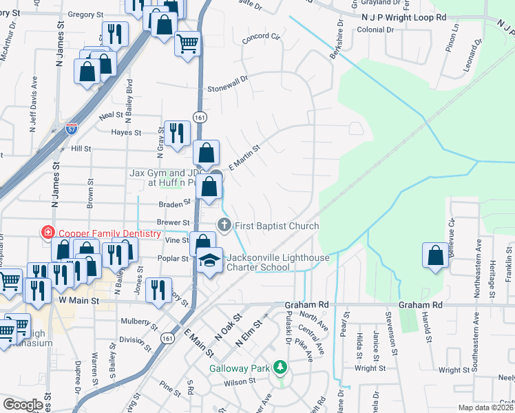 map of restaurants, bars, coffee shops, grocery stores, and more near 506 Greencastle Court in Jacksonville