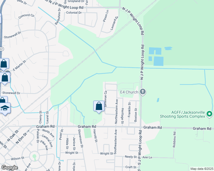 map of restaurants, bars, coffee shops, grocery stores, and more near 308 Bellewood Lane in Jacksonville