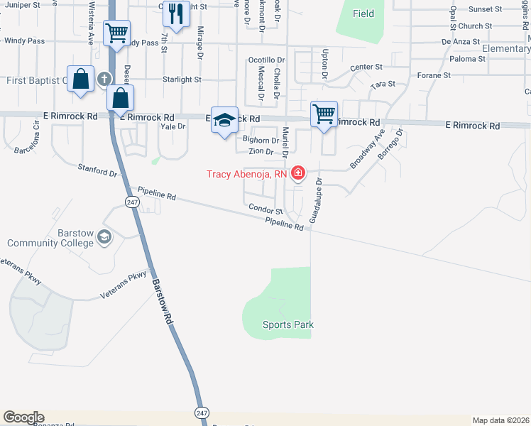 map of restaurants, bars, coffee shops, grocery stores, and more near 924 Condor Street in Barstow