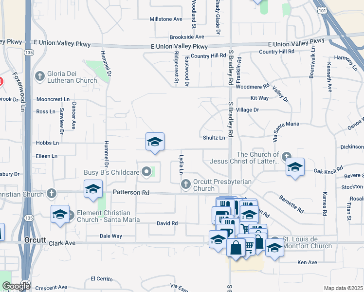 map of restaurants, bars, coffee shops, grocery stores, and more near 901 Amethyst Drive in Santa Maria