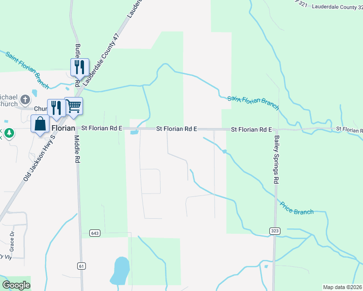 map of restaurants, bars, coffee shops, grocery stores, and more near 3725 County Road 30 in Florence
