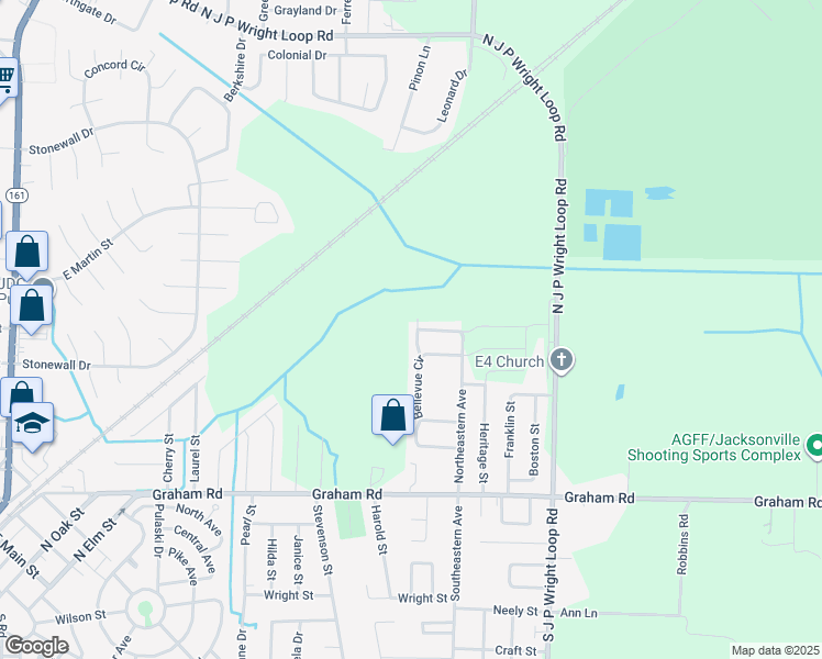 map of restaurants, bars, coffee shops, grocery stores, and more near 308 Bellewood Lane in Jacksonville