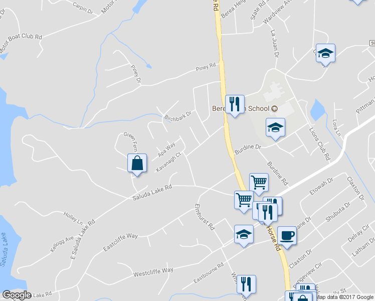 map of restaurants, bars, coffee shops, grocery stores, and more near 100 Lepore Lane in Greenville