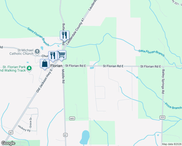 map of restaurants, bars, coffee shops, grocery stores, and more near 3570 County Road 30 in Florence