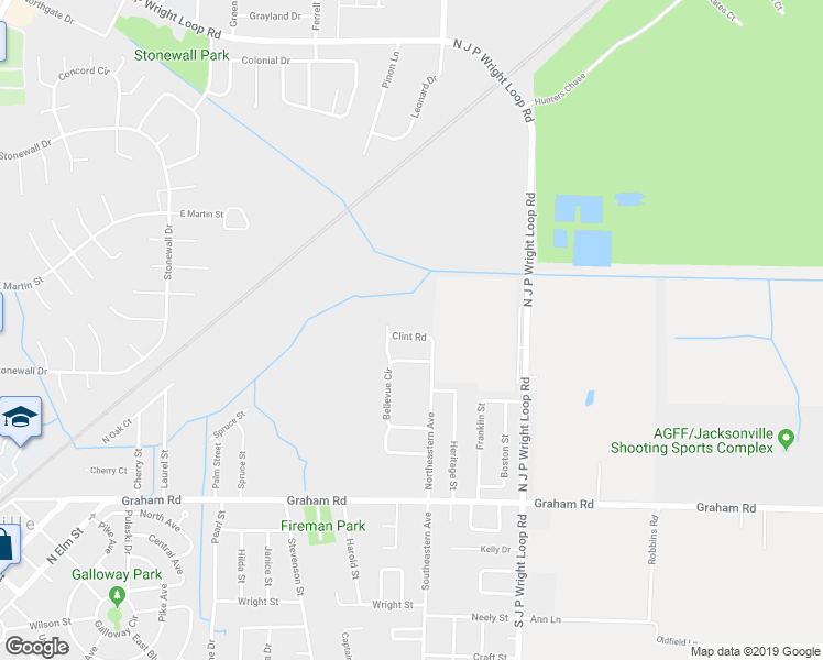 map of restaurants, bars, coffee shops, grocery stores, and more near 304B Clint Road in Jacksonville