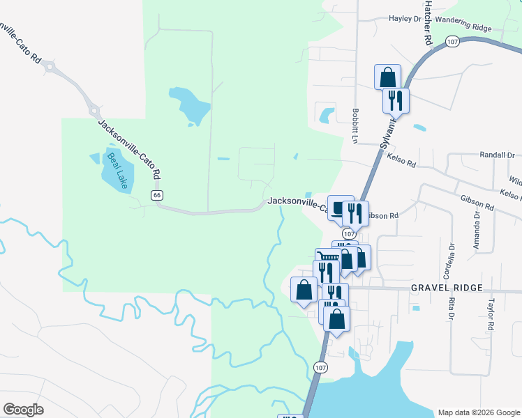 map of restaurants, bars, coffee shops, grocery stores, and more near 8307 Jacksonville-Cato Road in Sherwood