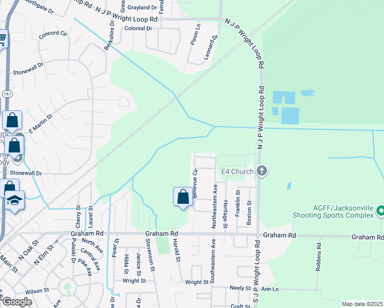 map of restaurants, bars, coffee shops, grocery stores, and more near 308 Bellewood Lane in Jacksonville