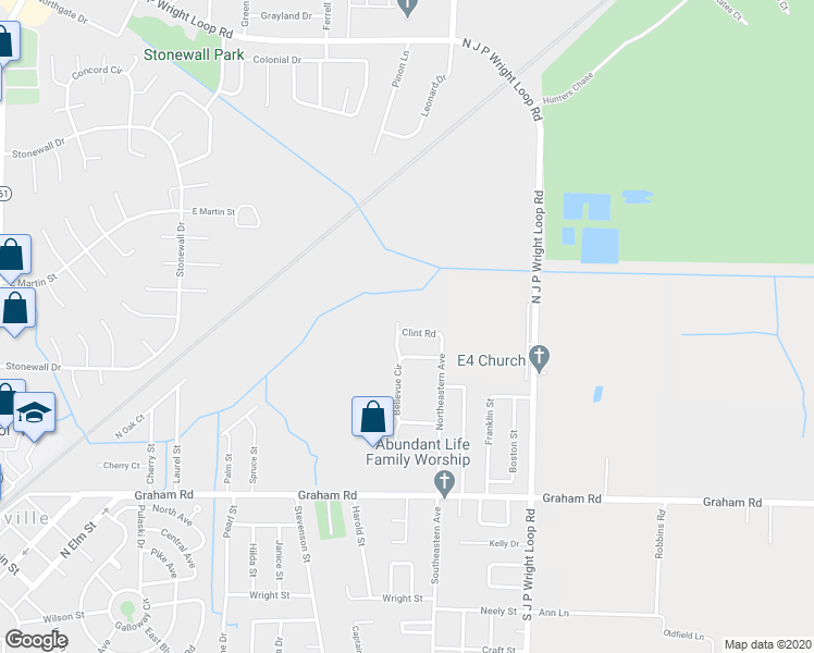 map of restaurants, bars, coffee shops, grocery stores, and more near 311 Bellevue Circle in Jacksonville