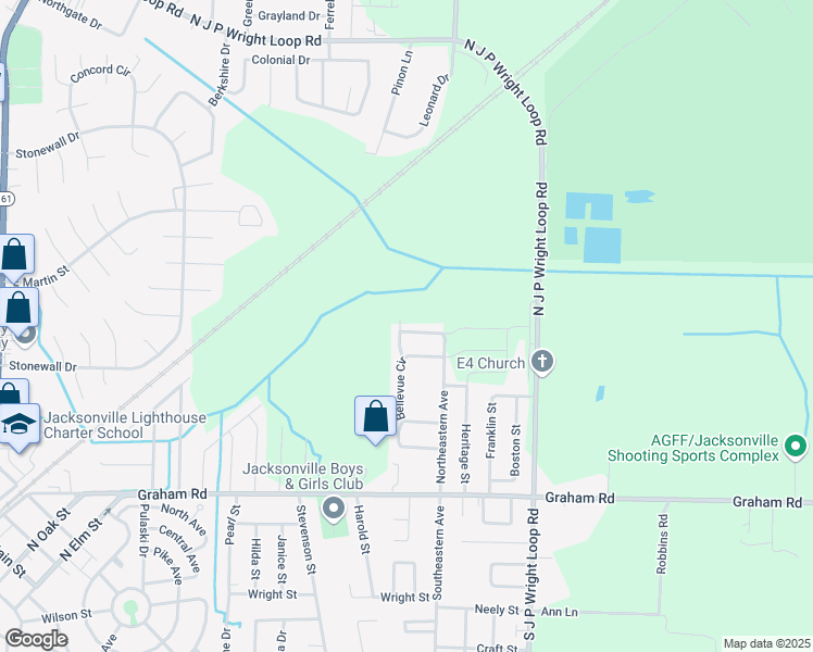 map of restaurants, bars, coffee shops, grocery stores, and more near 325 Clint Road in Jacksonville