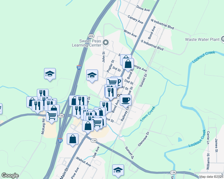 map of restaurants, bars, coffee shops, grocery stores, and more near Court Street in Trenton