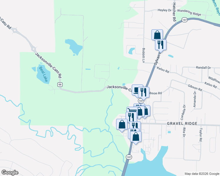 map of restaurants, bars, coffee shops, grocery stores, and more near 8213 Jacksonville-Cato Road in North Little Rock