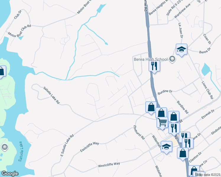 map of restaurants, bars, coffee shops, grocery stores, and more near 24 Bluffside Drive in Greenville