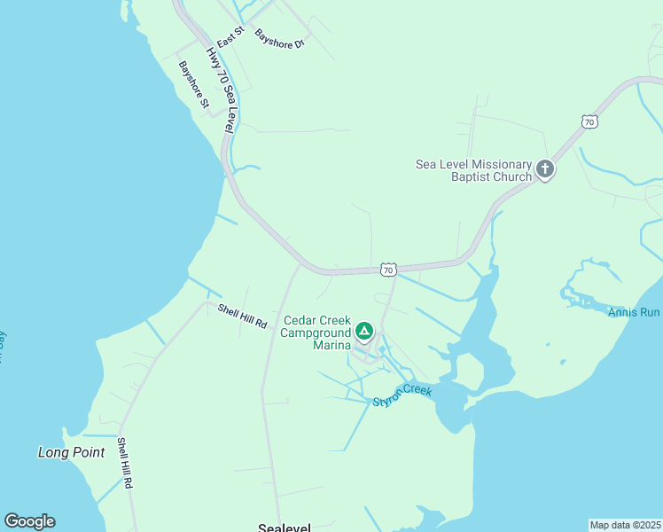 map of restaurants, bars, coffee shops, grocery stores, and more near 815 Highway 70 Sea Level in Sealevel