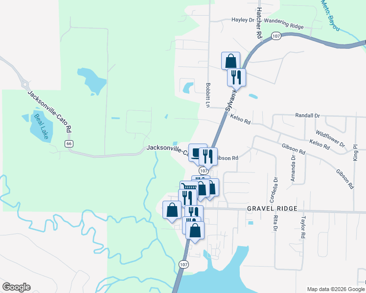 map of restaurants, bars, coffee shops, grocery stores, and more near 7922 Jacksonville-Cato Road in Jacksonville