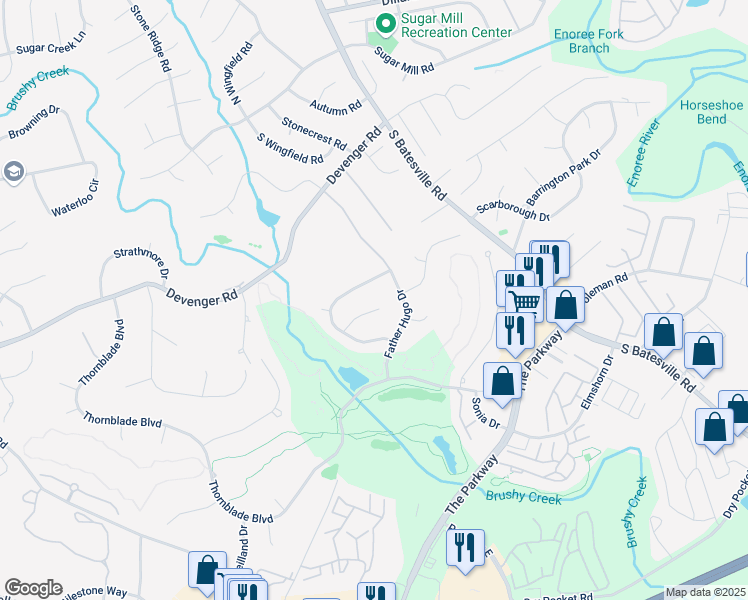 map of restaurants, bars, coffee shops, grocery stores, and more near 106 Golden Wings Way in Greer