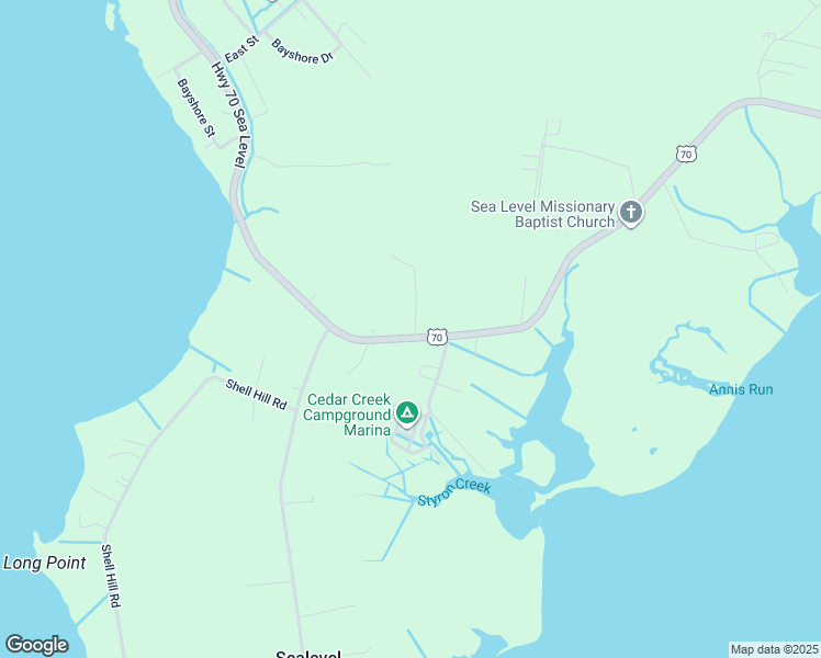 map of restaurants, bars, coffee shops, grocery stores, and more near 857 Highway 70 Sea Level in Sealevel