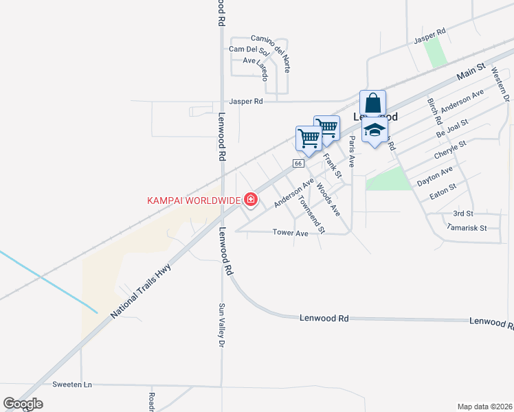 map of restaurants, bars, coffee shops, grocery stores, and more near 25003 Main Street in Barstow
