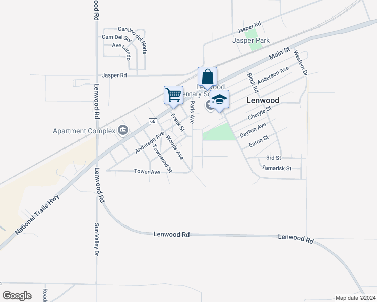 map of restaurants, bars, coffee shops, grocery stores, and more near 34262 Paris Avenue in Barstow