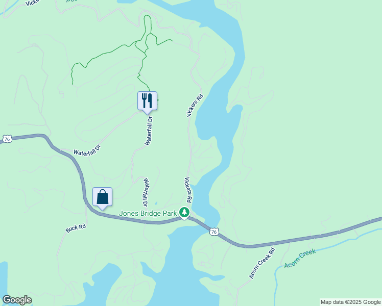 map of restaurants, bars, coffee shops, grocery stores, and more near 0 Headwaters Lane in Clayton