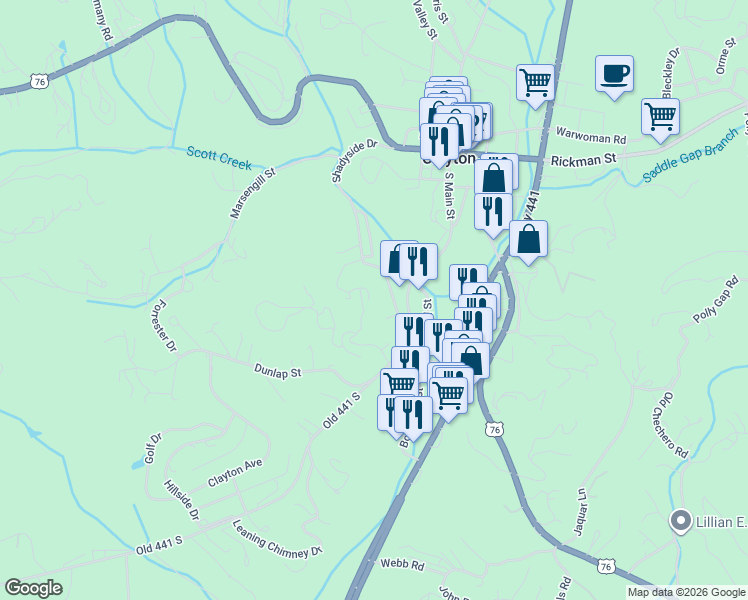 map of restaurants, bars, coffee shops, grocery stores, and more near 154 Toole Street in Clayton