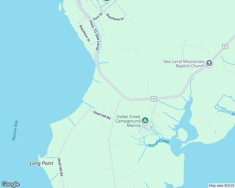map of restaurants, bars, coffee shops, grocery stores, and more near 764 Highway 70 Sea Level in Sealevel