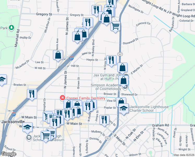 map of restaurants, bars, coffee shops, grocery stores, and more near 405 West Martin And 407 Street in Jacksonville