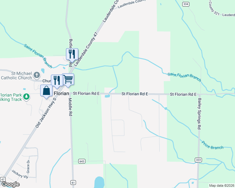 map of restaurants, bars, coffee shops, grocery stores, and more near 3570 County Road 30 in Florence