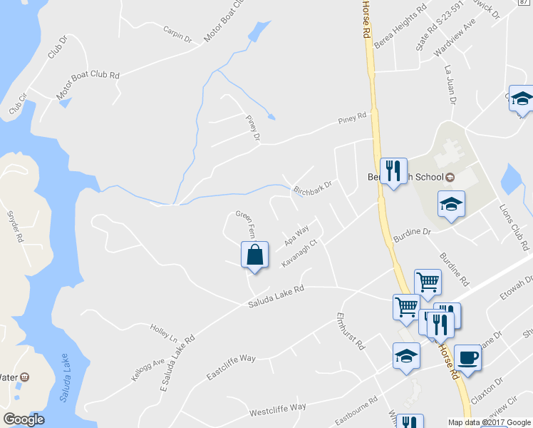 map of restaurants, bars, coffee shops, grocery stores, and more near 24 Bluffside Drive in Greenville