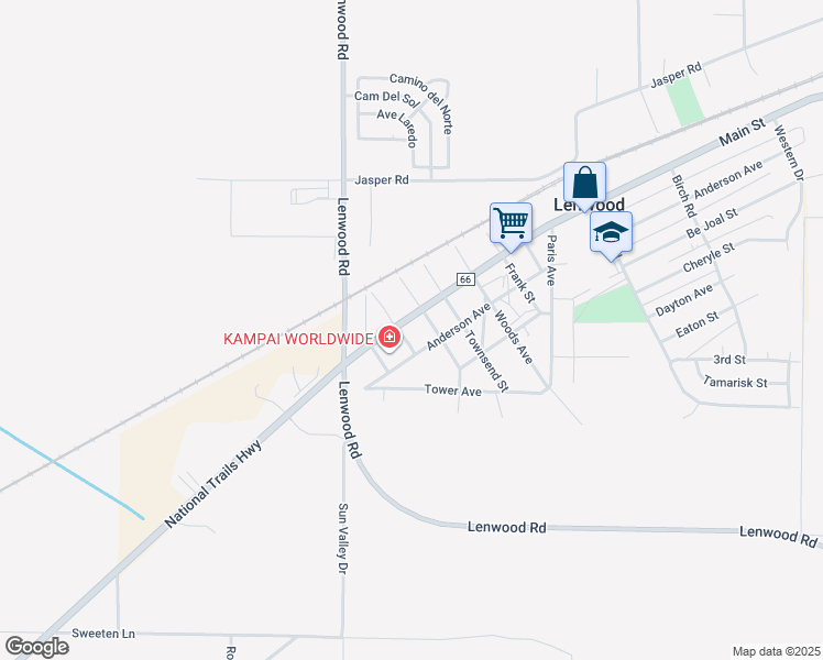 map of restaurants, bars, coffee shops, grocery stores, and more near 25003 Main Street in Barstow