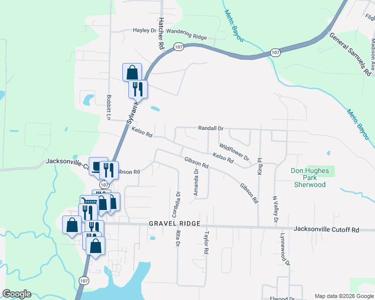 map of restaurants, bars, coffee shops, grocery stores, and more near 7226 Gibson Road in Sherwood