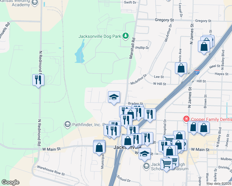 map of restaurants, bars, coffee shops, grocery stores, and more near 621 Cheryl Lane in Jacksonville