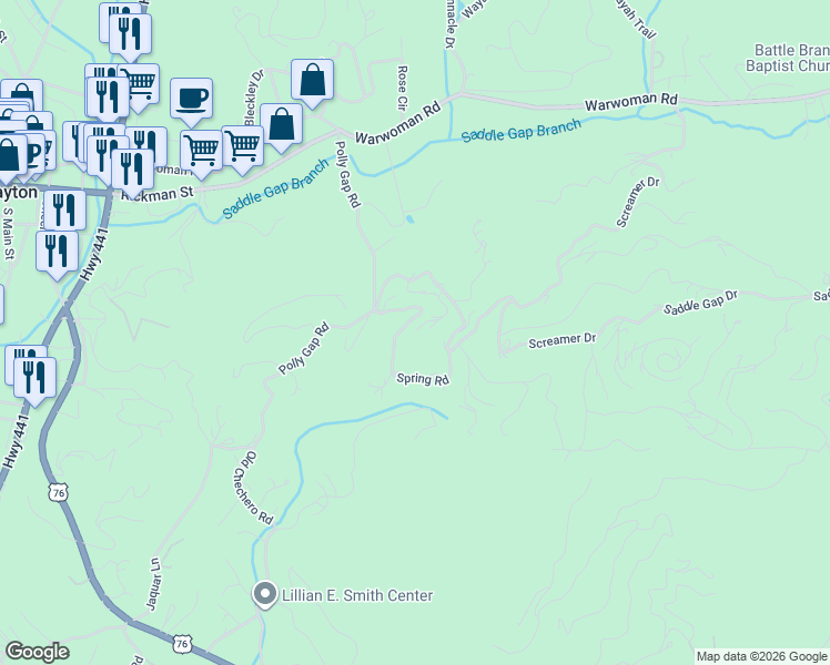 map of restaurants, bars, coffee shops, grocery stores, and more near 88 Greystone Lane in Clayton