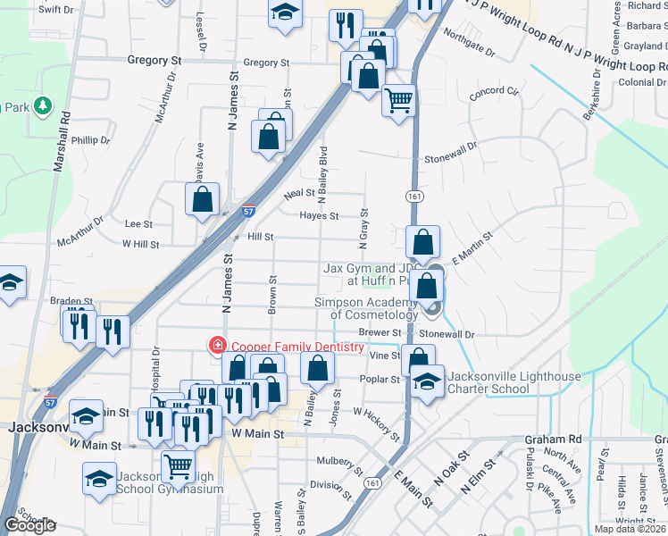 map of restaurants, bars, coffee shops, grocery stores, and more near 405 West Martin And 407 Street in Jacksonville