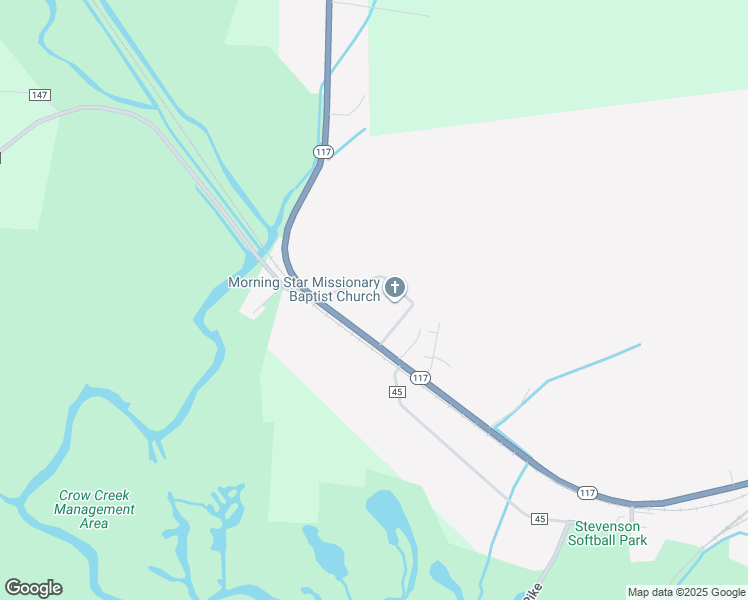 map of restaurants, bars, coffee shops, grocery stores, and more near 16144 Alabama 117 in Stevenson