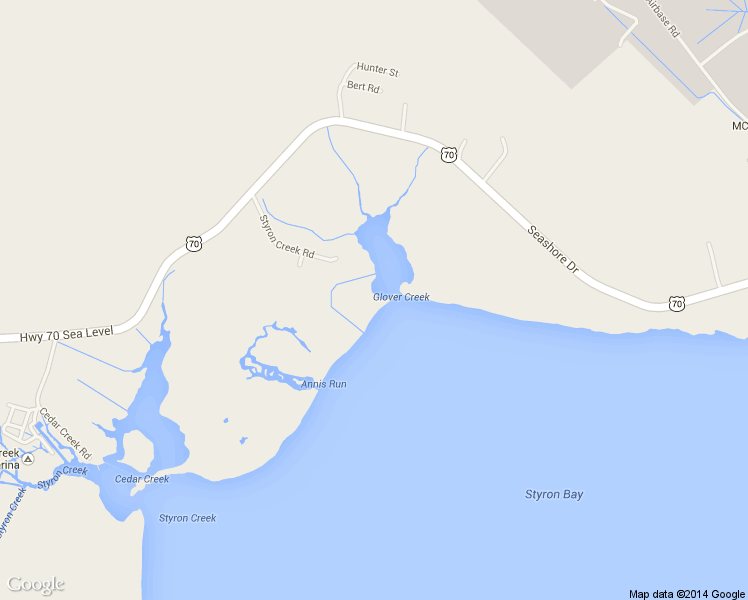 map of restaurants, bars, coffee shops, grocery stores, and more near 216 Styron Creek Road in Sealevel