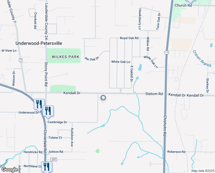 map of restaurants, bars, coffee shops, grocery stores, and more near 111 West Oakhill Drive in Florence