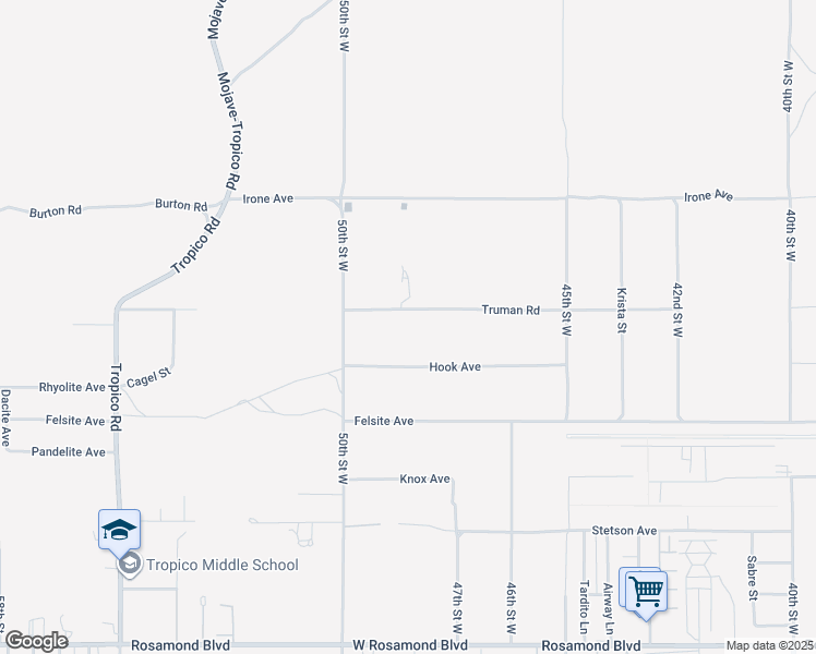 map of restaurants, bars, coffee shops, grocery stores, and more near 4851 Truman Road in Rosamond
